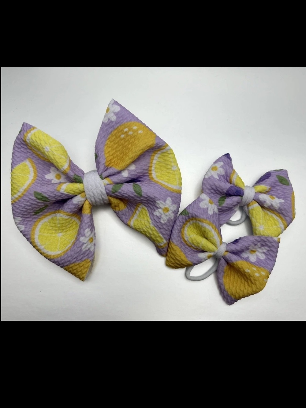 Big Bow & Toddler Bow Set Hair Accessories Lavender Lemons Soft Non-Rip Crafted